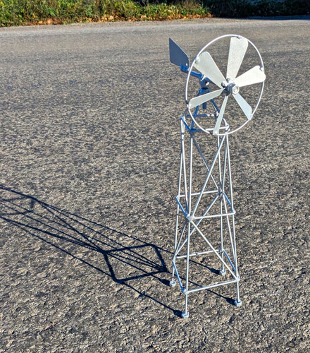 Silver metal windmill - metal, wind